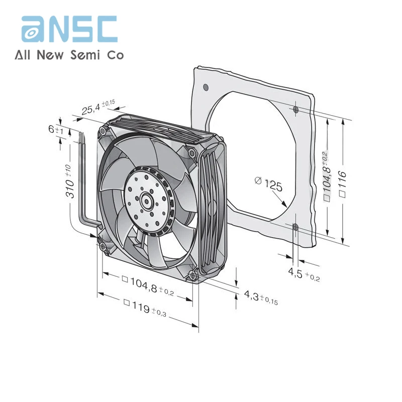 Original Axial fan 4414FNN 24V 12025 345mA 8.3W 4850RPM Medical equipment power supply chassis frequency converter Computer fan