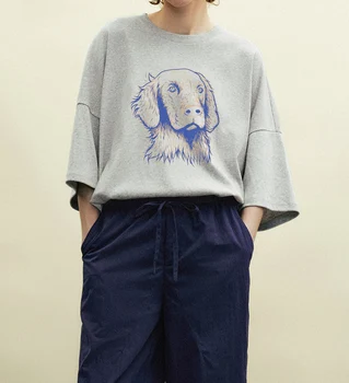 Dog Print T-shirt Y2k Street Summer Women's short sleeve pattern cut T-shirt Loose oversized top Luxury T-shirt