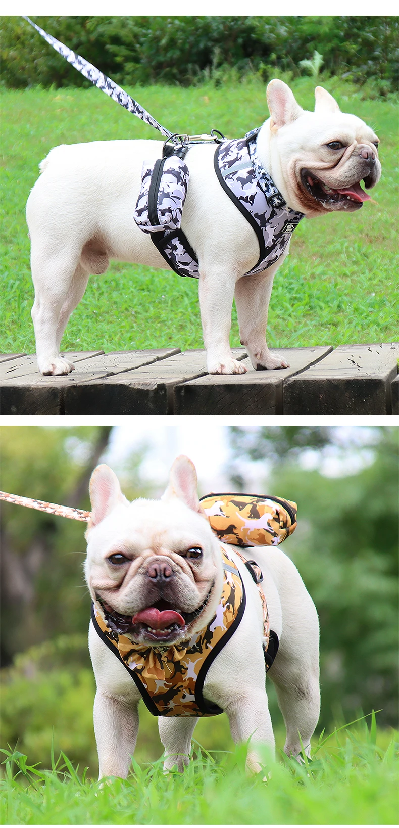 Dog Leash Set With Camouflage Printed Chest Strap Dog Harness Vest 10