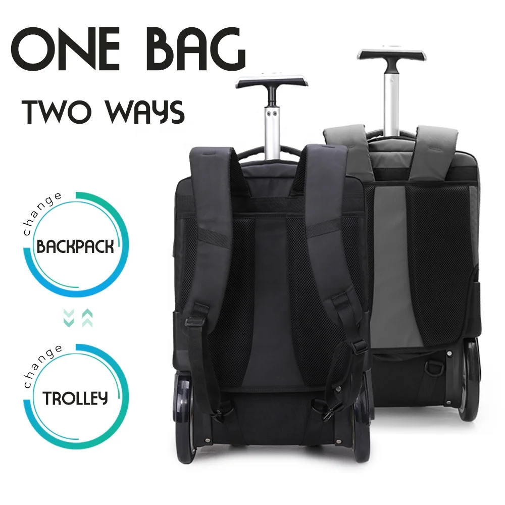 Wholesale Custom logo 50L Large Capacity BagFashion Travel Trolley Backpack Bag Wheeled Laptop Trolley Backpack with Wheels