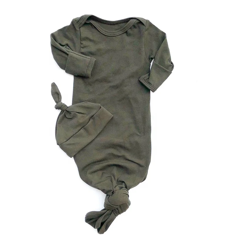 Узелковое детское платье, комплект платья для сна, шапка/повязка на голову 0-3 м