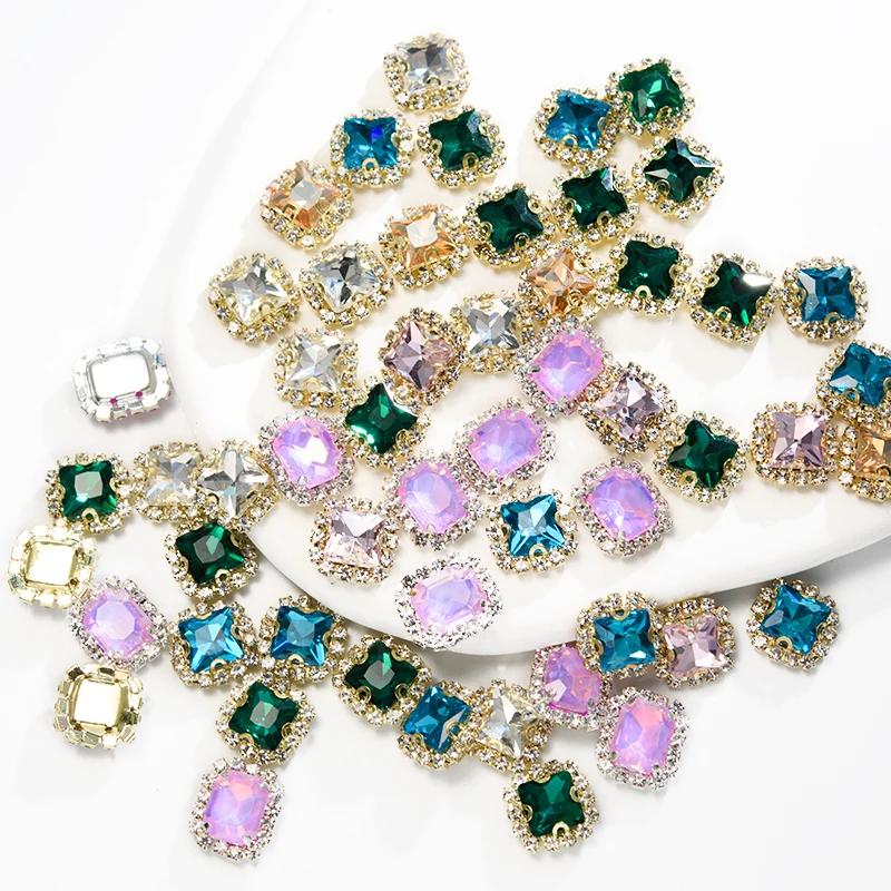 Nickel-Free Eco-Friendly Glass Rectangle Flatback Sew-On Loose Rhinestones Customized Color Size for Shoes Hats Bags Garments - Image 3