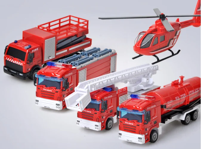 卸売 1/55 プルバック式おもちゃ車両 ヘリコプター 消防車 高品質