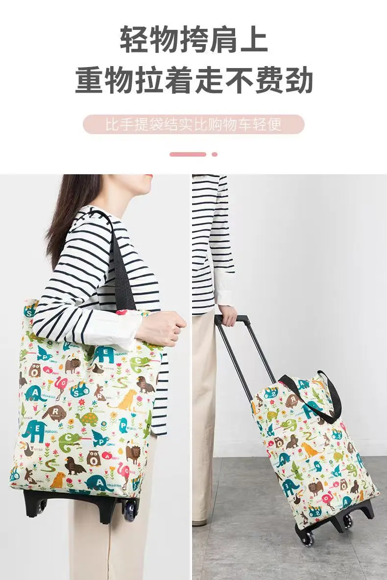 Reusable Wholesale Plastic Shopping Cart Bag Supermarket Elderly Personal Rolling Mini Folding Shopping Trolley Cart