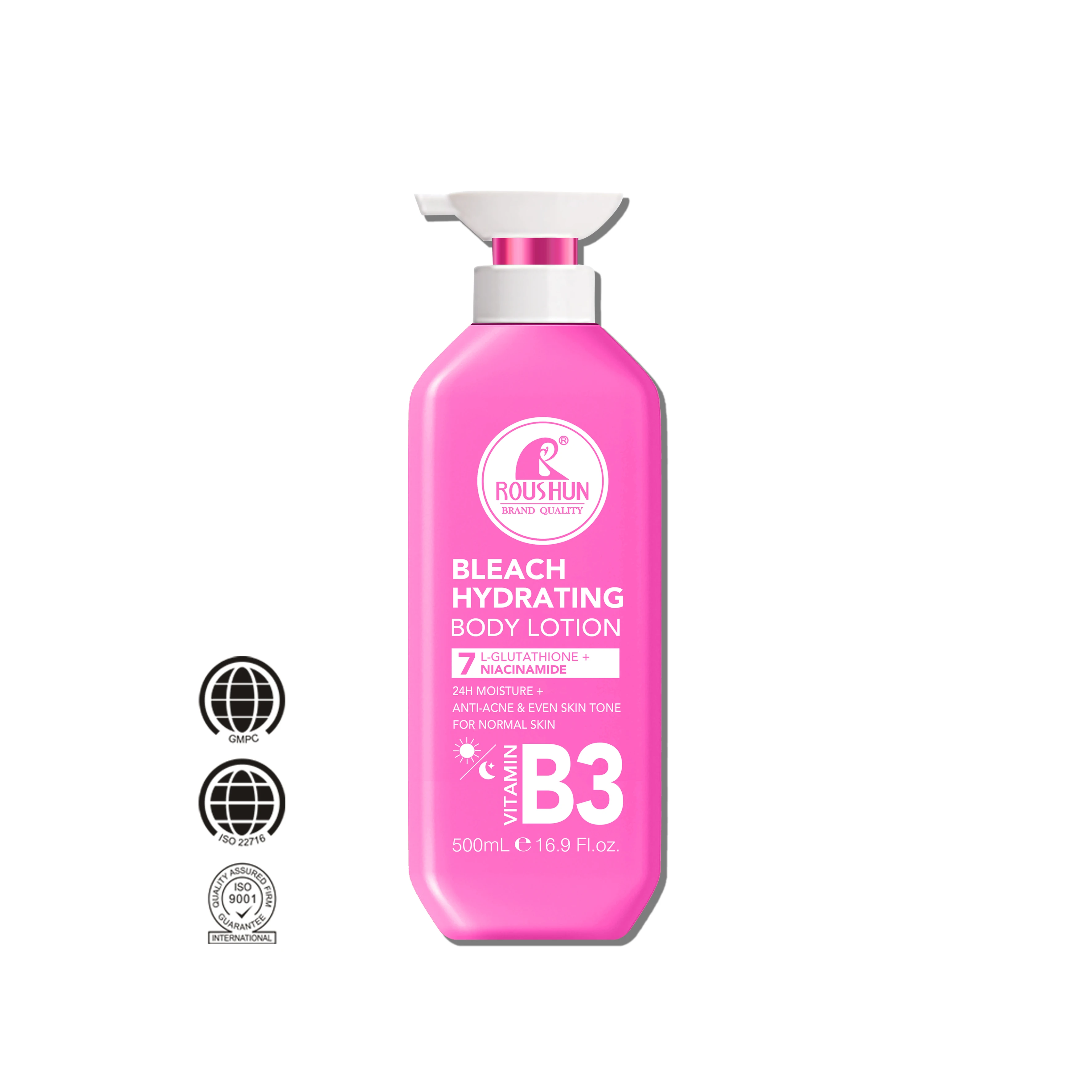 Glutathione Niacinamide Hydrating Body Lotion Vegan Brightening Moisturizer Bleach Care Refreshing Scent For All Skin Types 500m