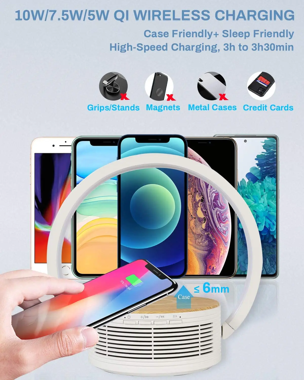 product creative fast wireless charger night light smart cordless table lamp with bluetooth speaker-38