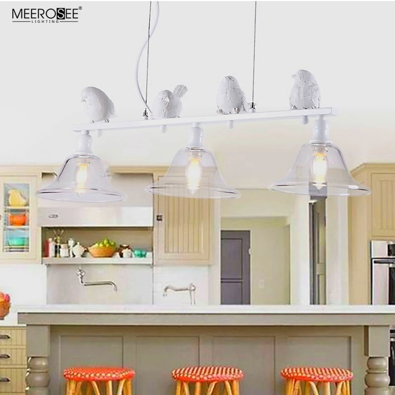 Meerosee Cheap Price Pendant lamp with Resin Birds Suspension Lighs for Dinning Table Kitchen Bar MD86785