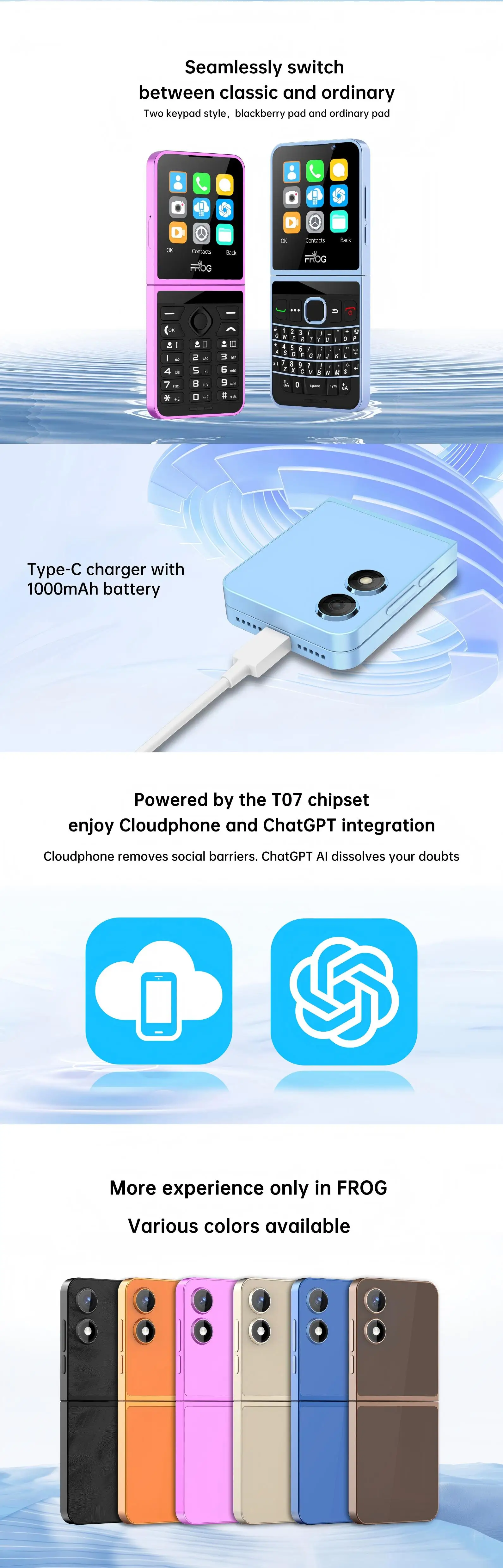 FROG Pocket2 Qwerty Phone - 4G LTE Mini Feature Phone