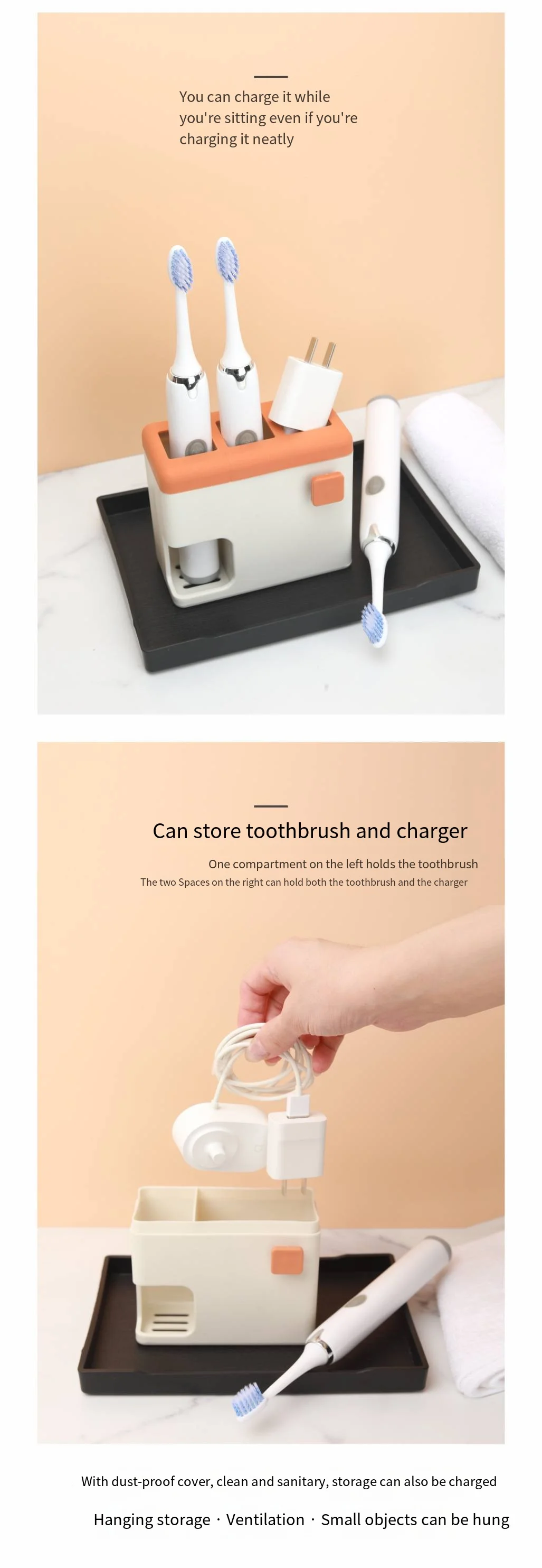 Wall-mounted automatic storage Electric toothbrush holder No punch toothbrush holder Toothbrush cup holder set details