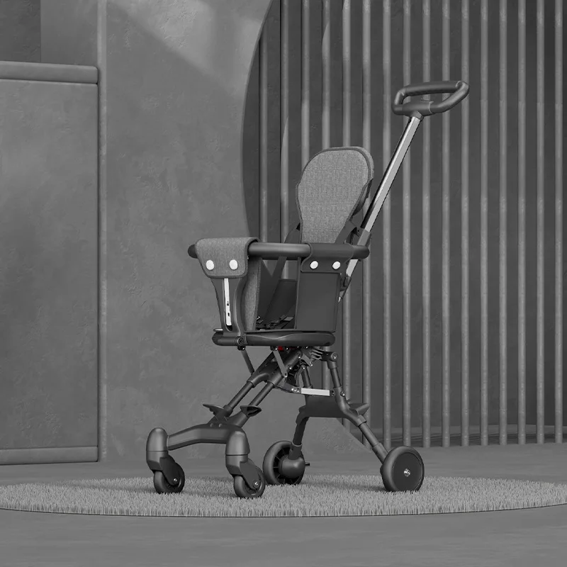 Multifunctional Linen Carrycot with 4 White Plane Wheels Hybrid Leather Scooter & Back Board for Baby Stroller
