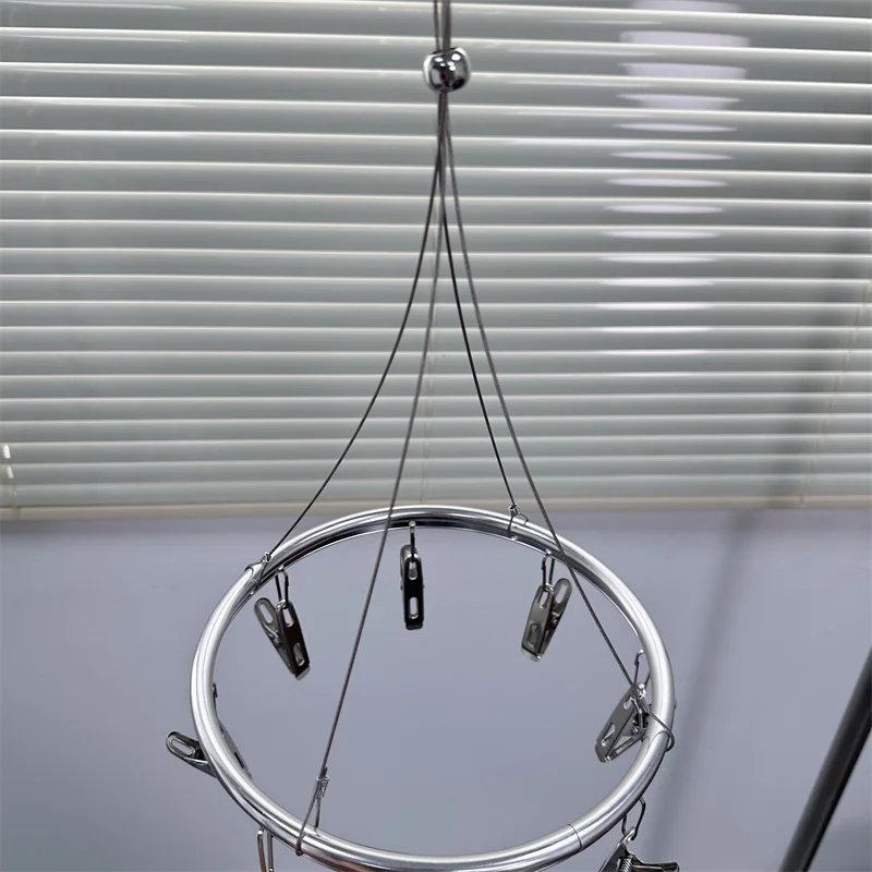 SOLELY Factory's Hot Sale Small Size Metal Round Hanging Drying Rack with 8 Clips Wardrobe Balcony Bathroom Living room