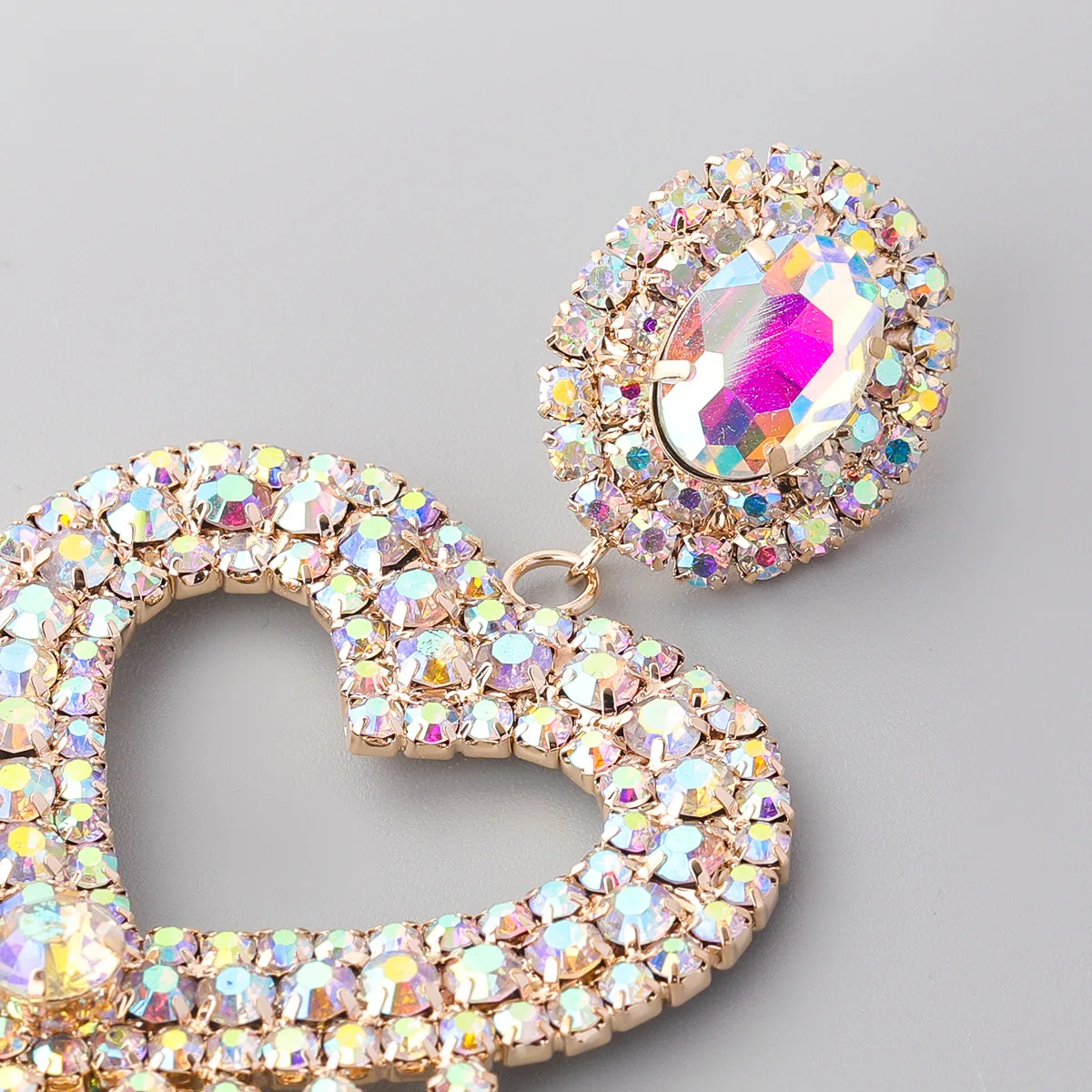 Shiny Claw Chain Heart Hoop Earrings Exaggerate Long Tassel Crystal ...