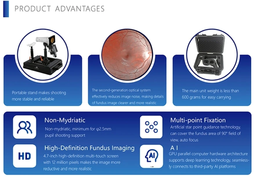 Portable Fundus Camera CFC-X Handheld Eye Fundus Retinal Camera Non-Mydriatic Digital Fundus Camera Ophthalmic Instrument