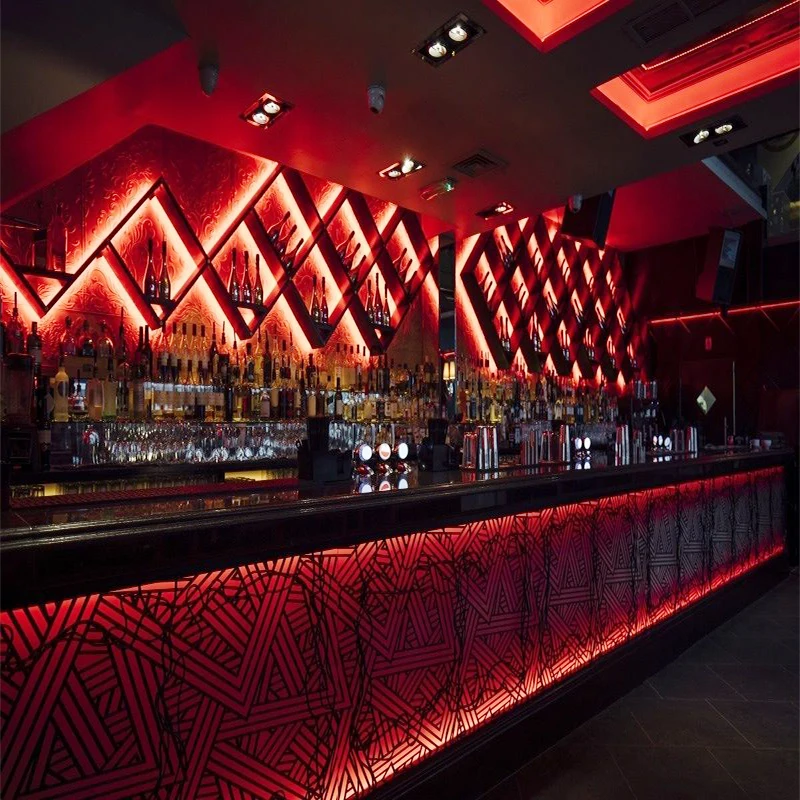 Factory Custom Marble Top Flower Pattern bar Counter Design Led Lighted Cafe Restaurant  Bar Counter