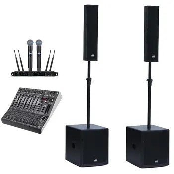10x3.5 Inch Column Speaker with Professional Speakers 15 Inch Powered Active Subwoofer Audio Sound Equipment for Church