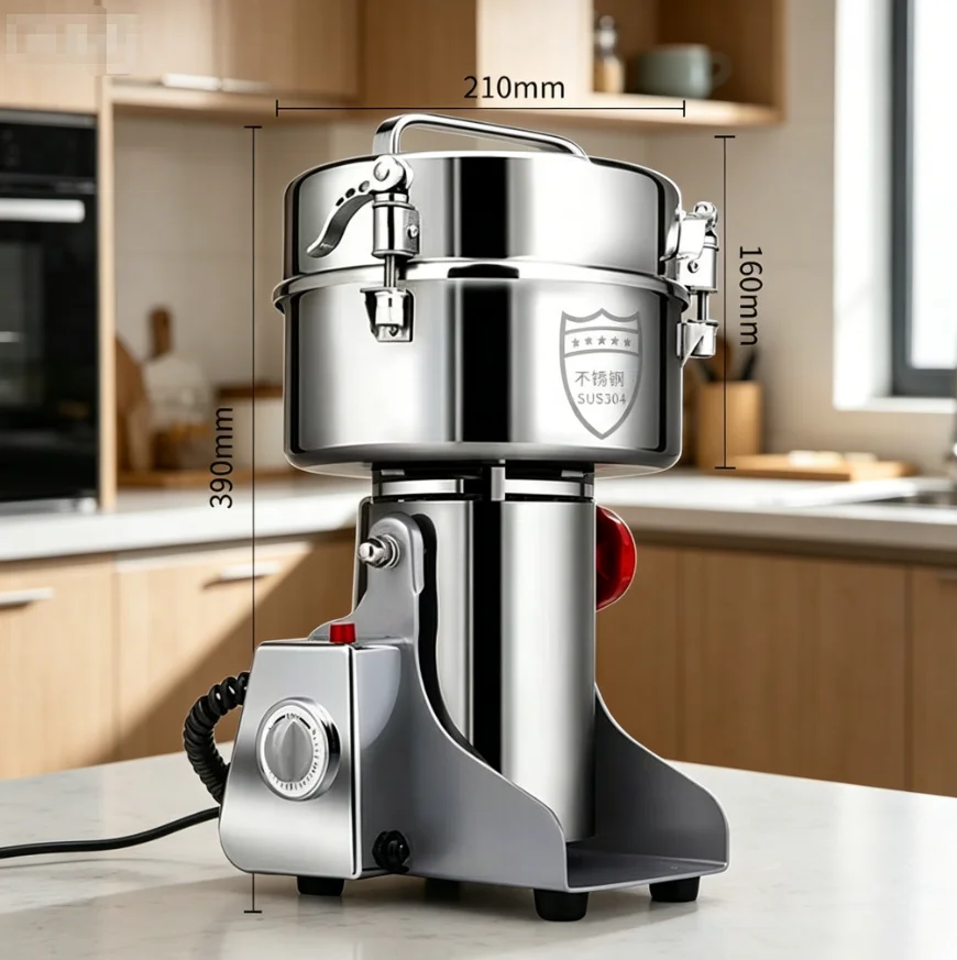 Electric Vertical Grain Grinder | Stainless Steel Spice Coffee Bean Corn Soybean Peanut Grinding & Crushing Machine