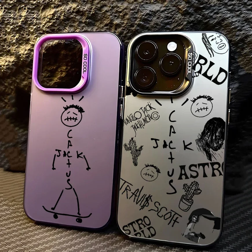 Luxus Travis Scott Cactus Jack Telefon hlle fr IPhone 16 15 14 13 12 11  Pro Max X XR XSMAX 8 7 Plus Candy Matte sto feste Abdeckung