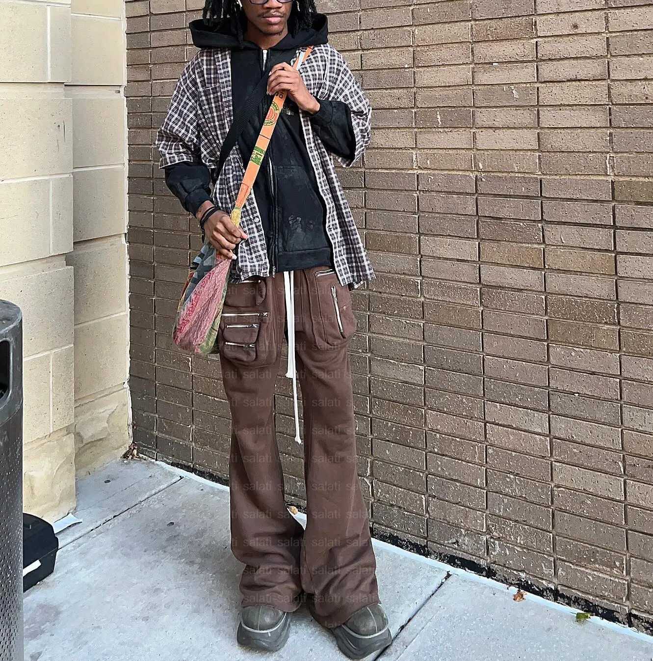 Custom Fleece Sweat Trousers Cotton French Terry Baggy Wide Leg Heavyweight Flared Bottom Cargo Pants Acid Washed Sweatpants Men gallery 2