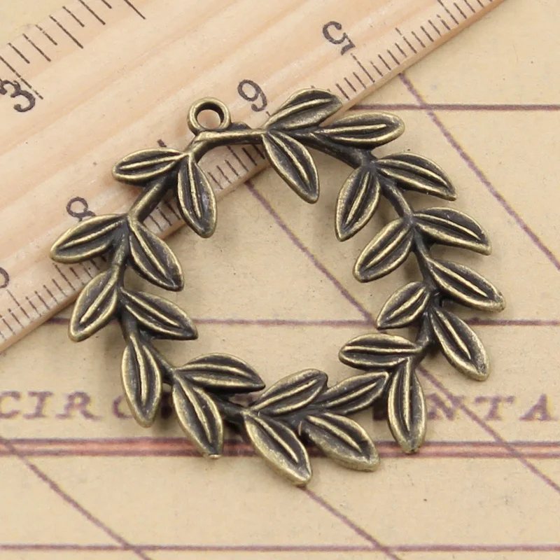 Charms olive branch wreath 41x36mm Handmade