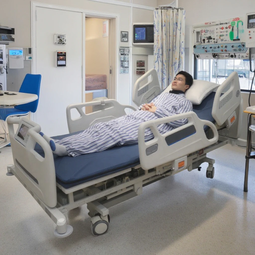 VU Smart Digital Electric ICU Bed Medical Nursing Durable Hospitals Bed Anti-Bedsore Features Stretcher Bed Head Unit Included