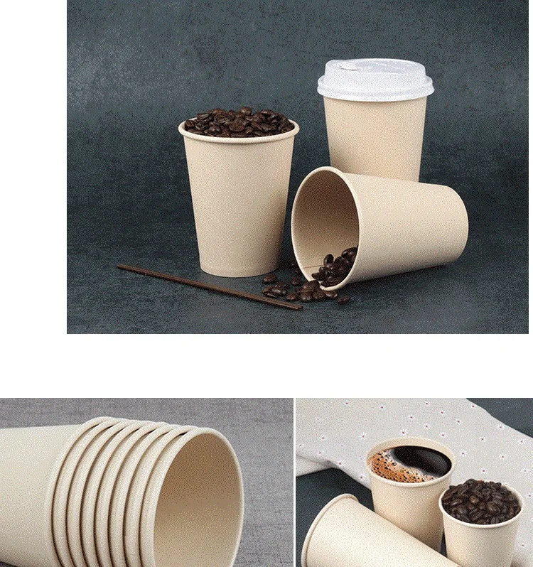 Custom biodegradable bamboo Pulp hot drink paper cup Eco-friendly Paper Coffee Cups with lid factory