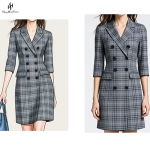 ODM OEM Customized Autumn Winter Long Sleeve Blazer Dress for Women Formal Work Wear Business Office Ladies Dress