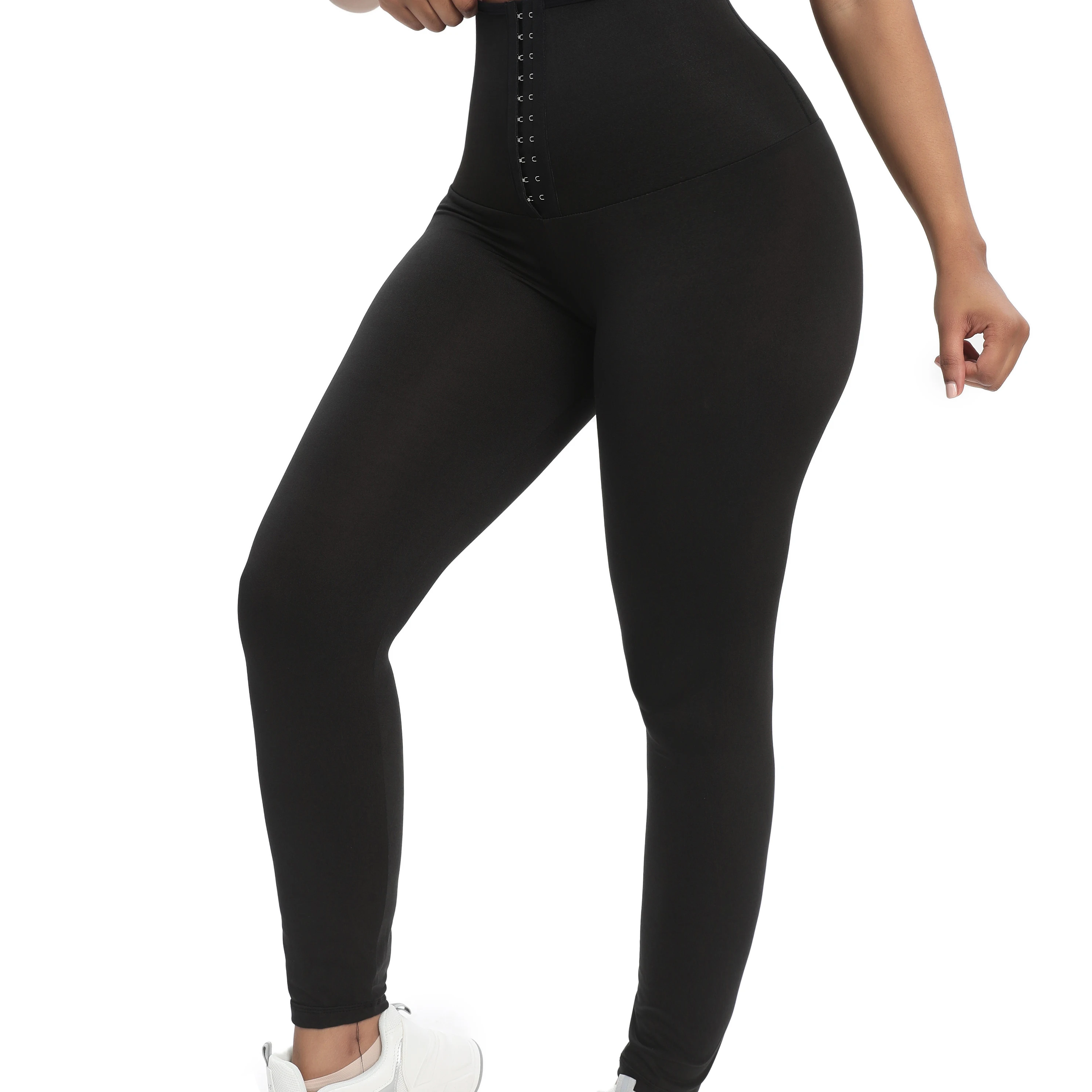 Europe and the United States Large Size Fitness Burst Sweat Shapewear Yoga Clothes Breasted Waistband Sports Pants