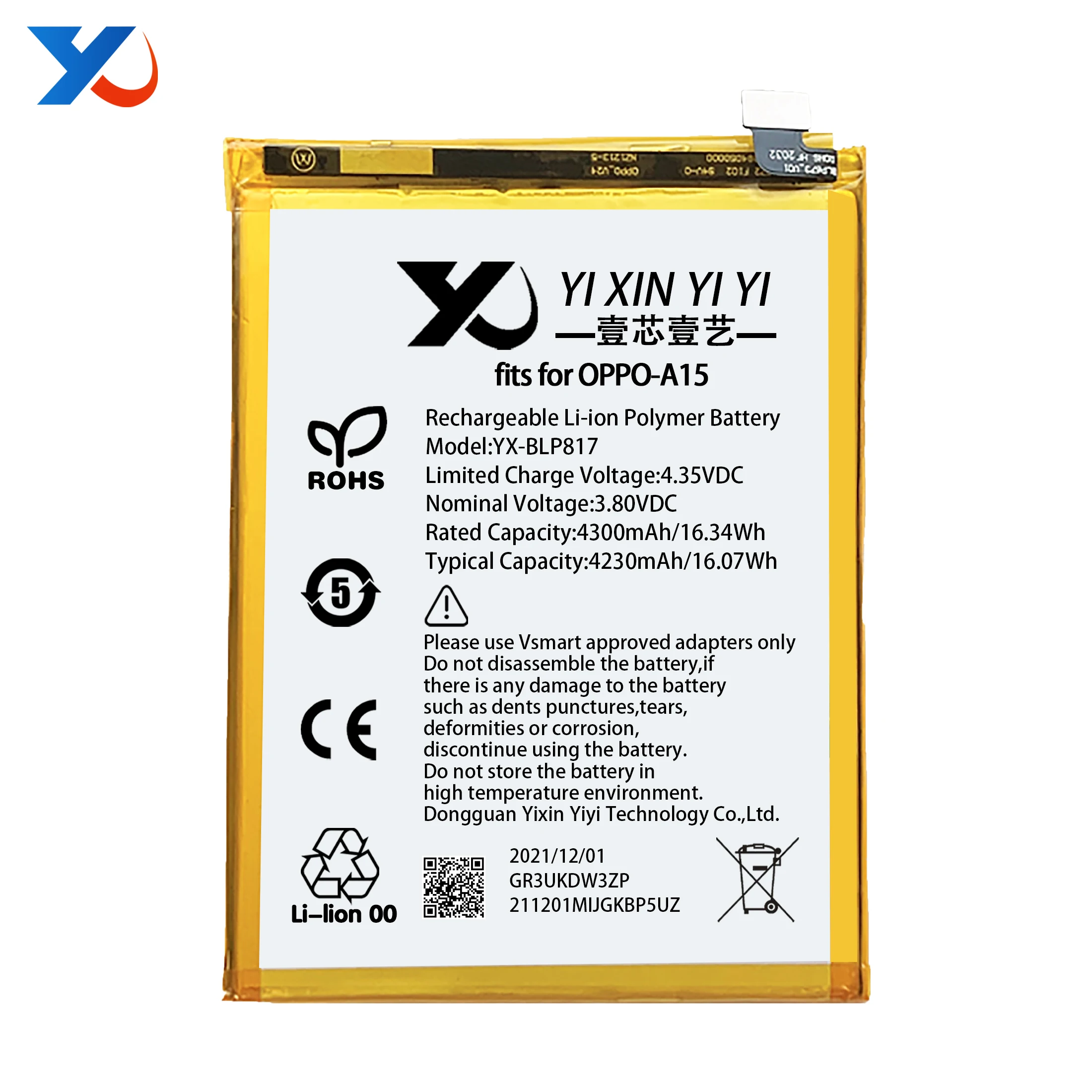 Batterie Pour Oppo A15 - 4230mAh, Compatible BLP817, Qualité Premium, Protections Intégrées