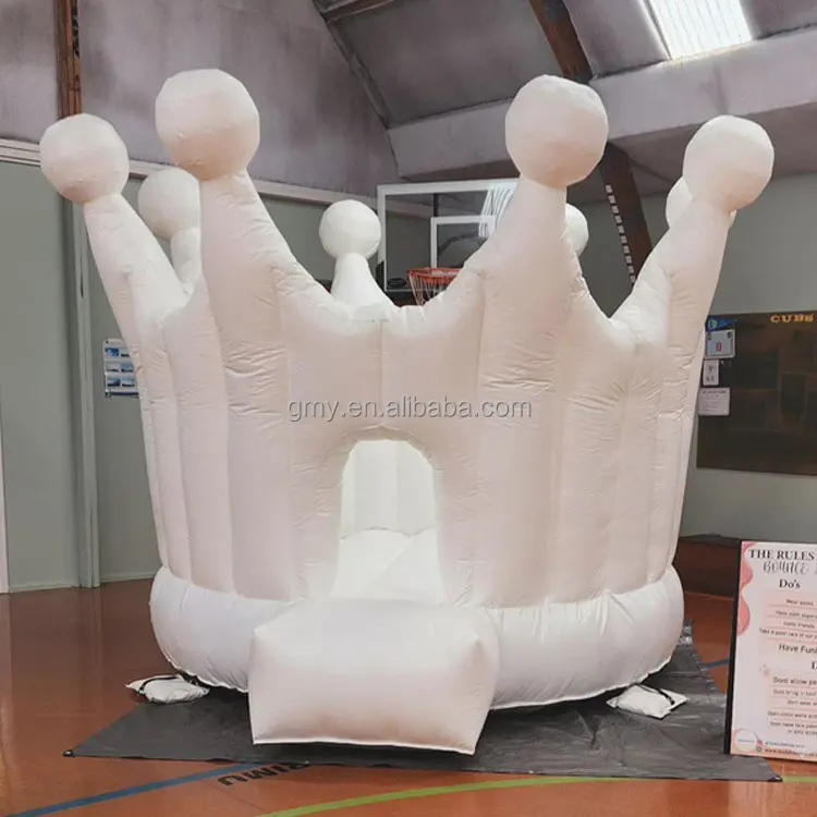 Crown bouncy castle inflatable bouncer jumping moonwalk white modern bounce house