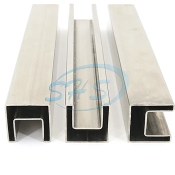 AISI 304 316 mirror polished decorative slotted pipe stainless steel SS square tube customize size for glass balustrade