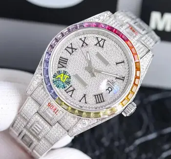 Wholesale Price Men's Hip Hop Style VVS Moissanite Watch Fashion Jewelry Gift with Stainless Steel Band for Him