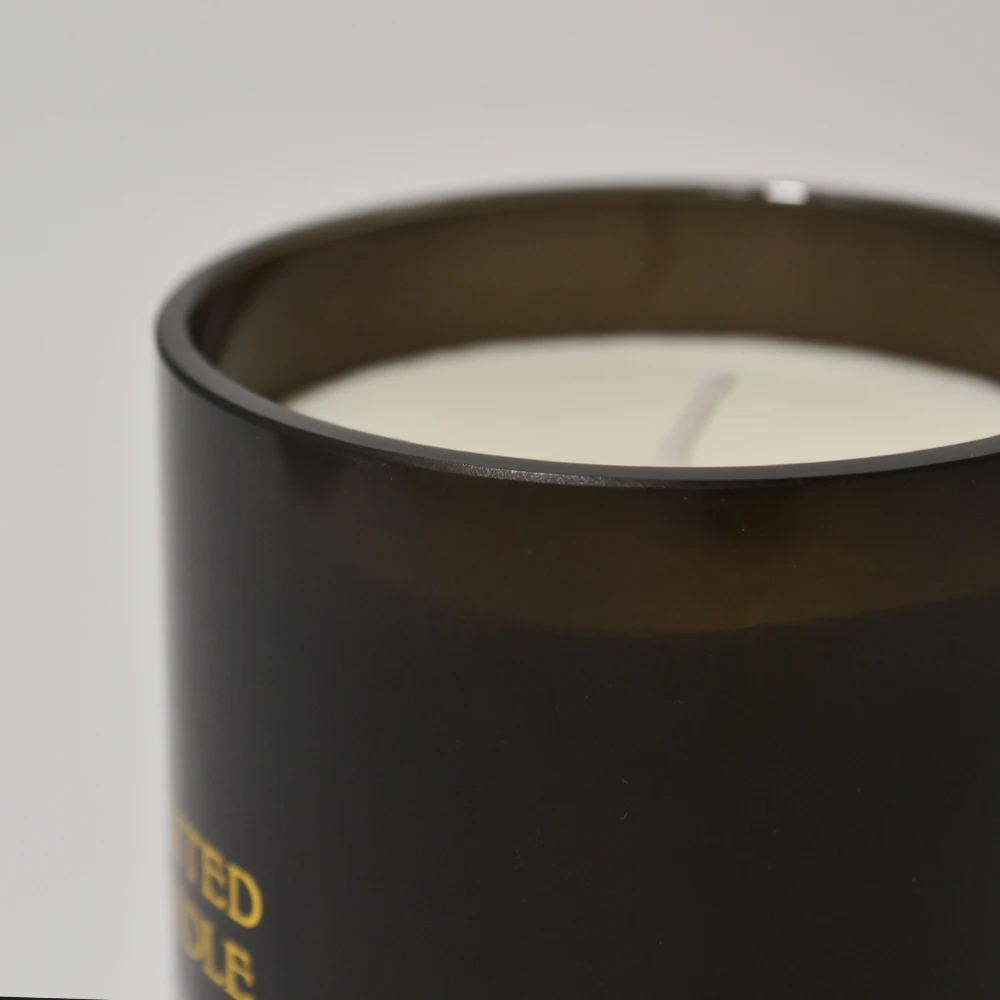 Luxury Custom Label Candle Vessels Black Glass Candle Jar With Packing ...