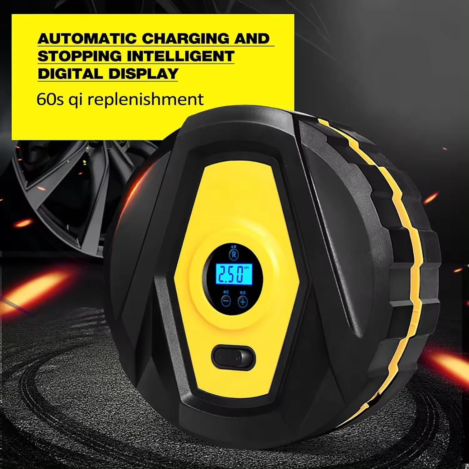Car Air Pump Precision Digital Display Small Mini Portable Durable Multifunctional 12V High Power Car Tire Pump Cylinder