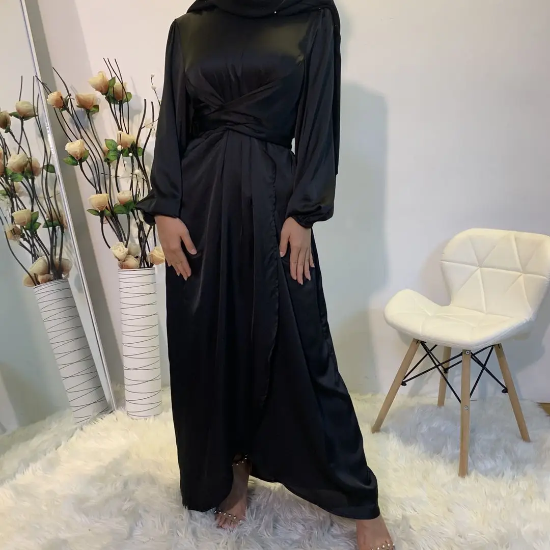 6345# Hot Sell Satin Dress Collection Soft Smooth Satin Elegant Long  Dresses Muslim Women Modest Wear Clothing EID Best Choice| Alibaba.com