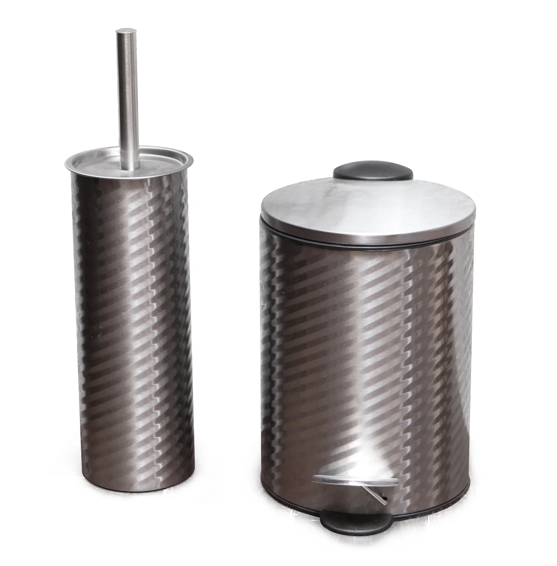 Новый продукт блестящий набор из нержавеющей стали для ванной комнаты включая мусорное ведро и туалетную щетку