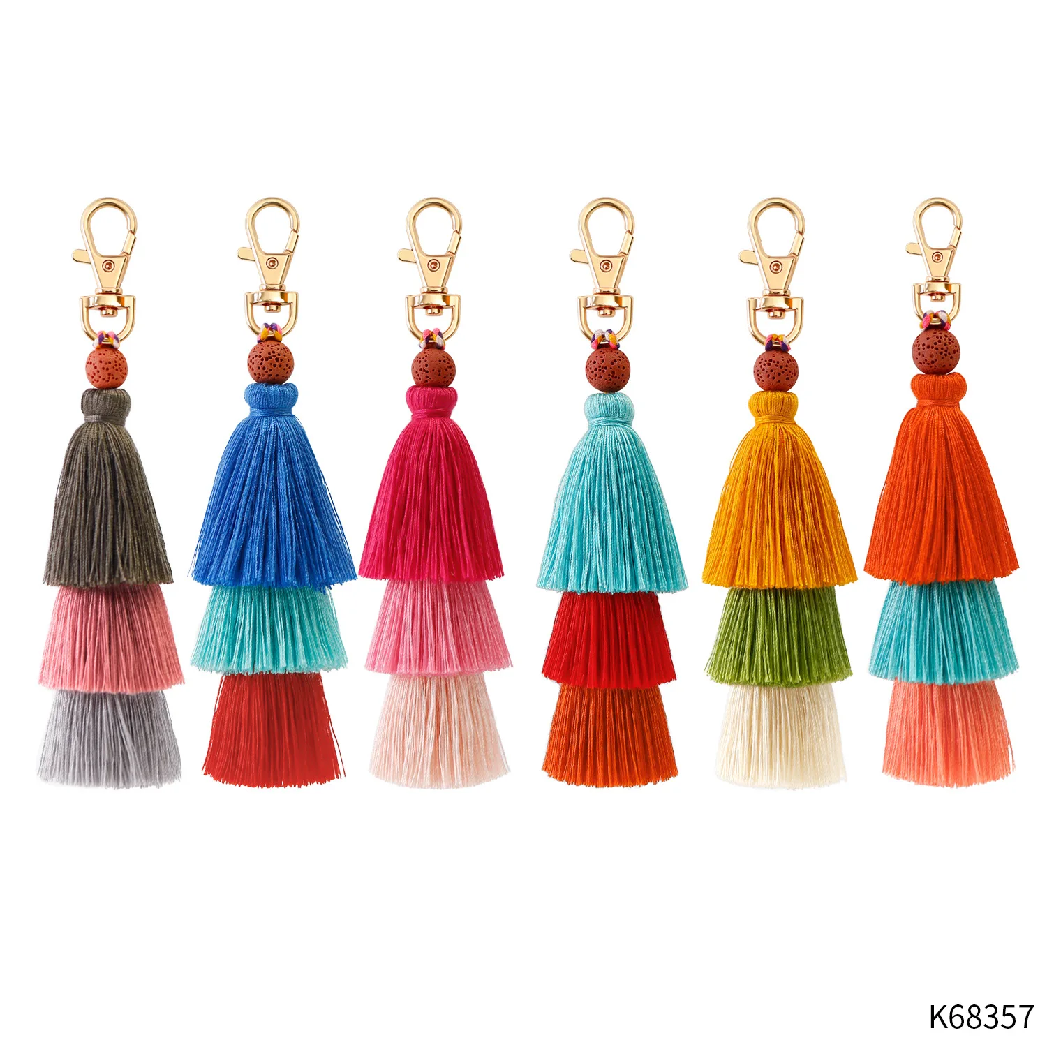 Pom Pom Keychain Ombr Tassel Keychain Colorful Bohemian Handbag
