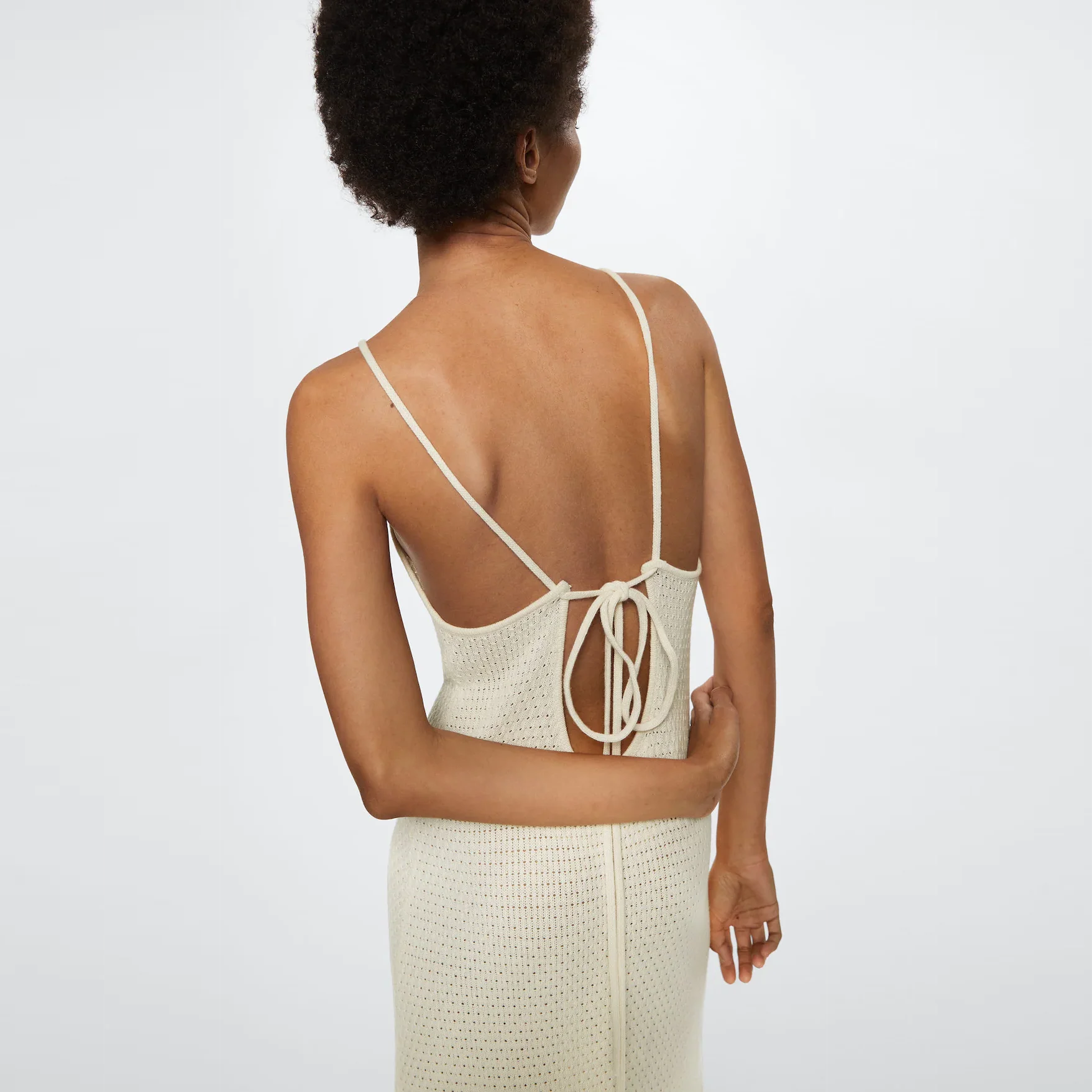 Knit Cotton-Blend Dress Casual, Backless, Undefined