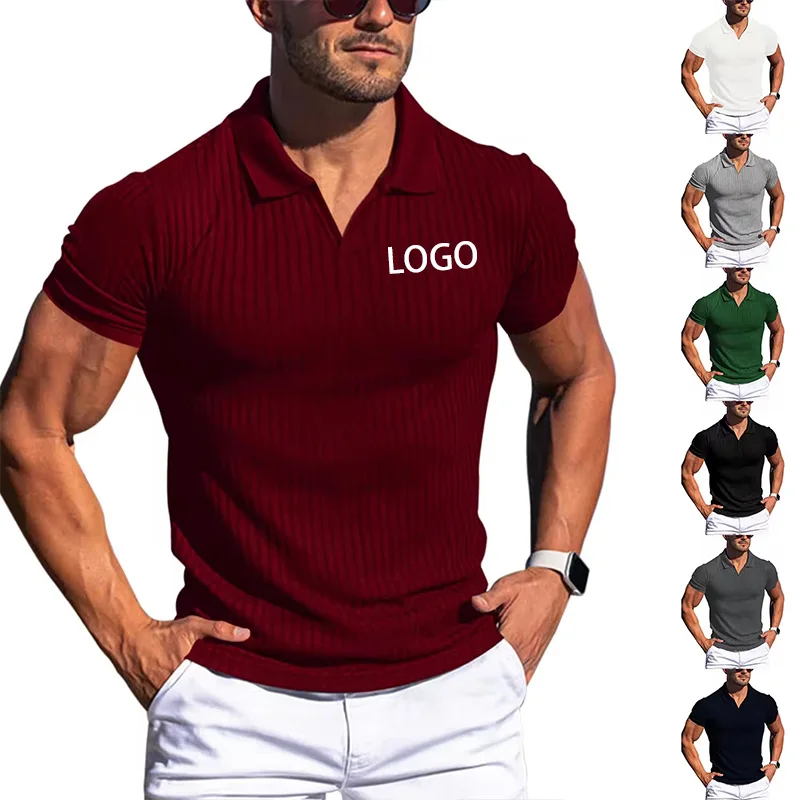 High Quality Breathable Solid Color Slim Fit Casual Sporty Design Men's Short Sleeve Str