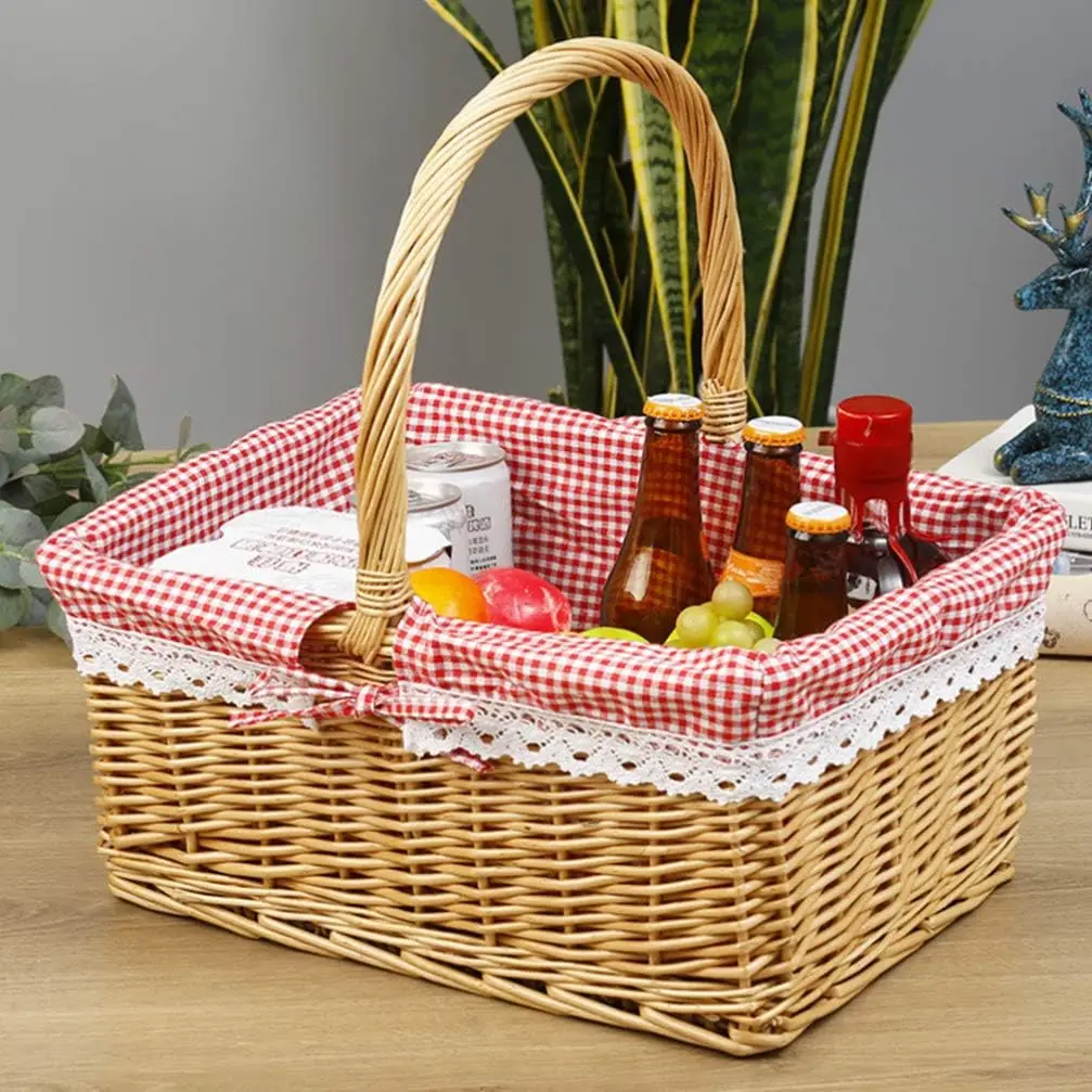 Wicker Picnic Basket Woven Empty Easter Basket Picnic Hamper With ...