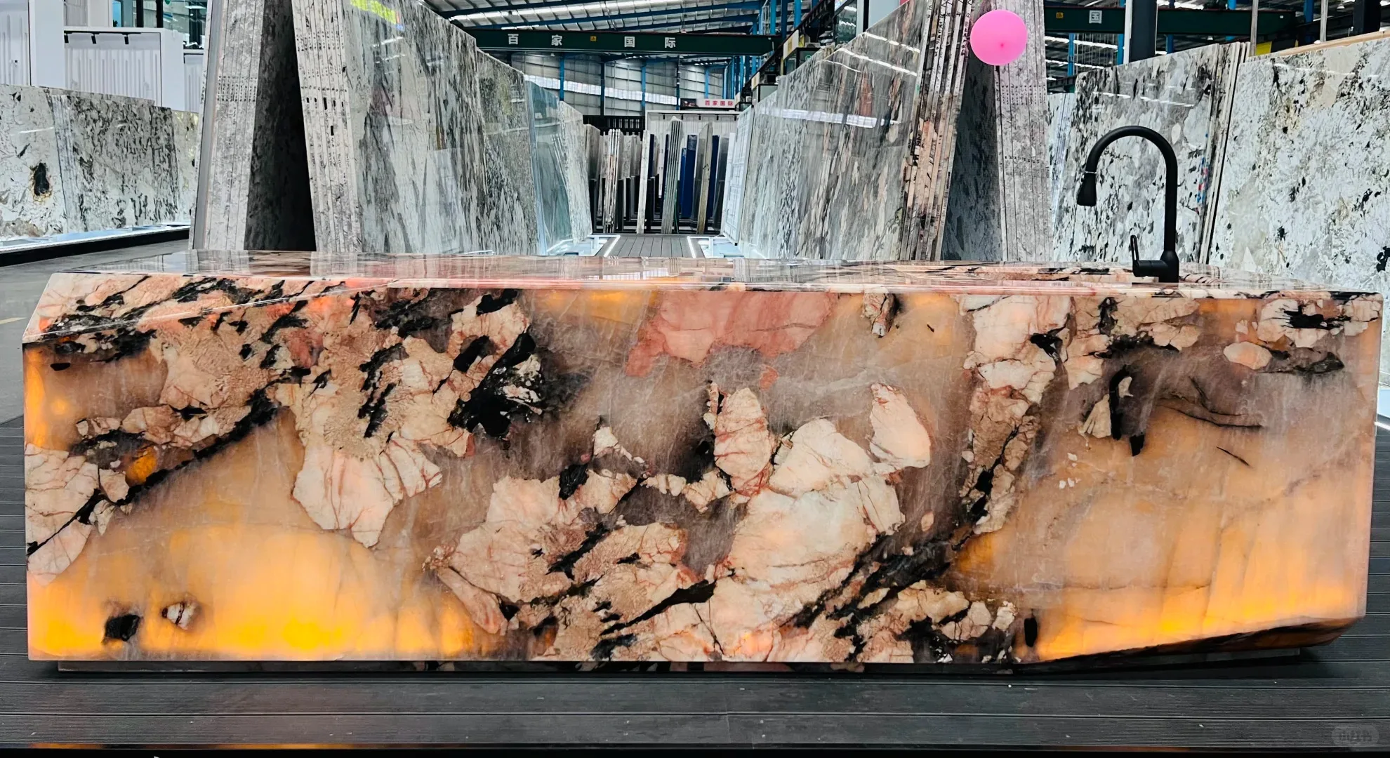 product modern polished natural pink patagonia marble translucent stone kitchen island countertop for villa indoor use-3