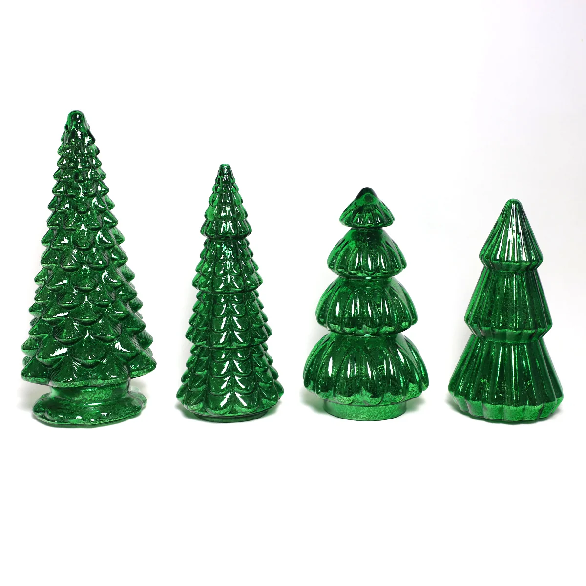 2023 New Arrival Glass Iridescent Christmas Tree Figurine Ornaments With Led Lights