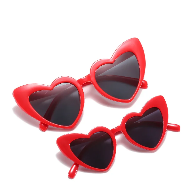 Designer Heart Shaped Retro Sunglasses Set For Mom Kids Uv400