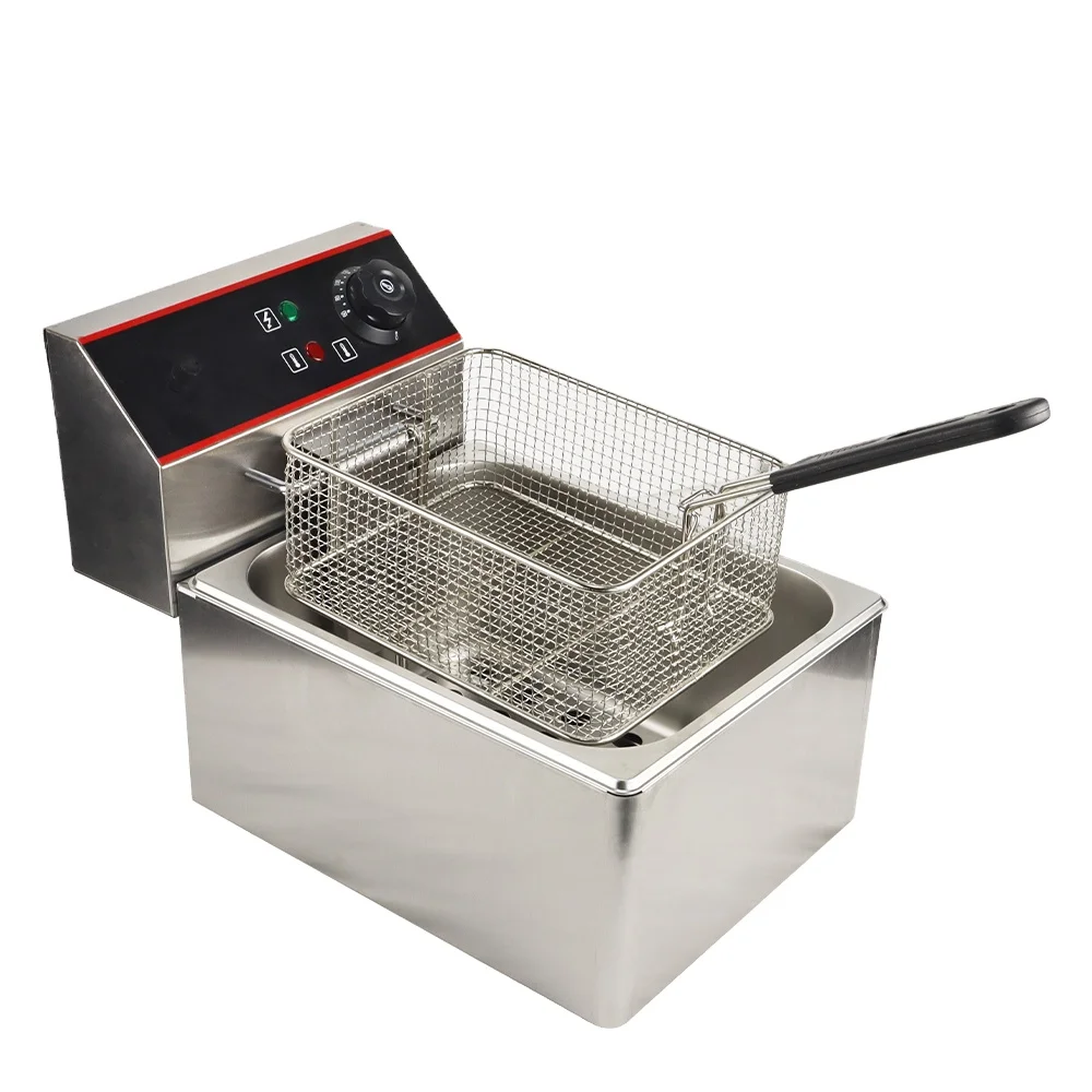 Stainless Steel Chicken Chips Fryer Deep Commercial Deep Fryer Machine Single Tank Small  Fryer