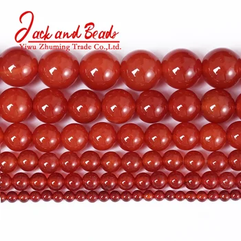Natural Stone Red Agates Carnelian Round Gem Loose Beads For Jewelry Making