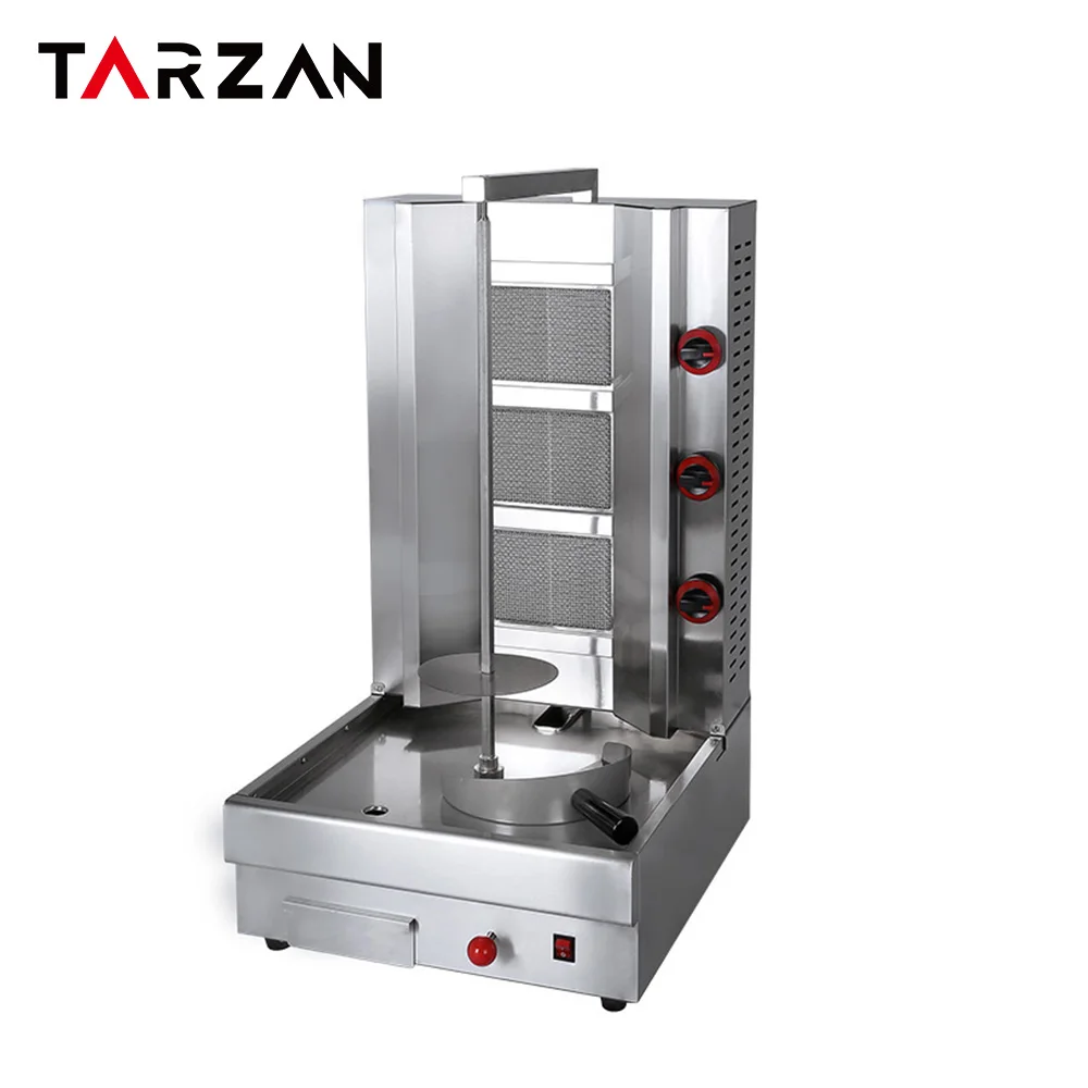 5 burners shawarma stainless steel bbq grill kebab machine making meat products gyro machine gas shawarma for sale