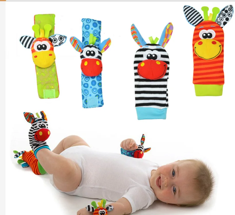 25sets/bag  Infant Baby Kids Socks rattle toys Wrist Rattle and Foot Socks 0~24 Months  rattle toys