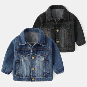 Kids Boys Safari Jacket Long Sleeves Turn Collar Solid Color Denim Breathable Outerwear Warm for Spring Autumn