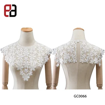 Fashion Large Big Size Front and Back Flower Guipure Lace Collar Neckline Motif
