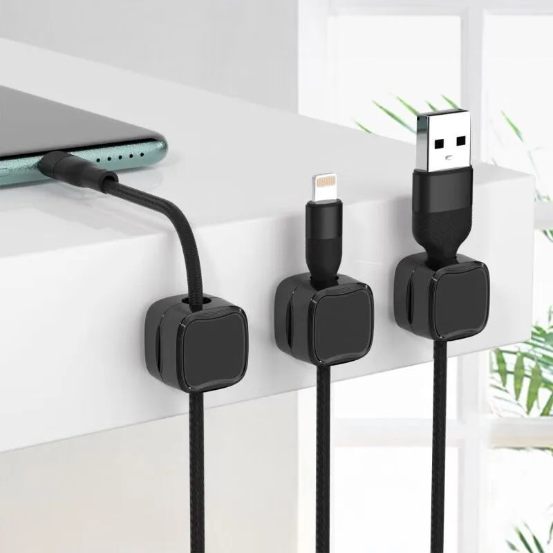 Magnetic Cable Clip Under Desk Cable Management Adjustable Cord Holder Wire Organizer and Cable Management Wire Keeper