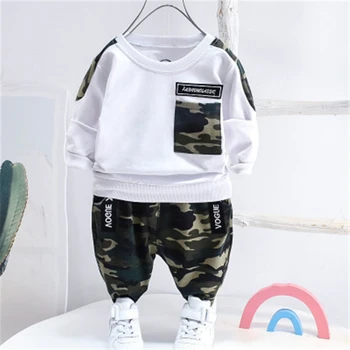 2020 splice camouflage O-neck long sleeve casual loose sweater sweat suit for baby boy's